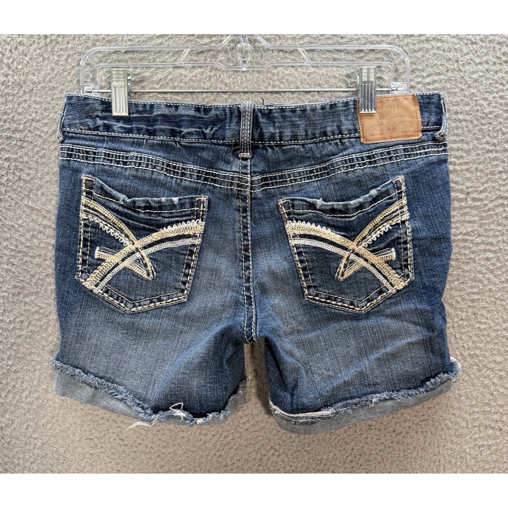 Amethyst Jeans Shorts Womens 11 Blue Cuffed Chino Stretch‎ Thick Stitch Biker